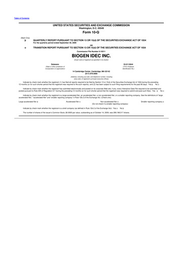 Vorschaubild Biogen 10-Q Quartalsbericht  