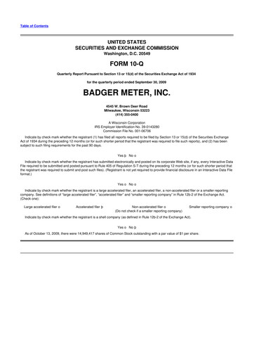 Thumbnail Badger Meter
 10-Q Quarterly Report FY 