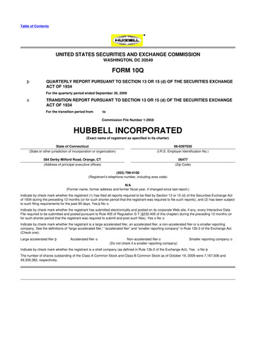 Thumbnail Hubbell 10-Q Quarterly Report FY 