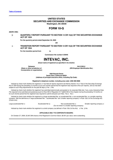 Thumbnail Intevac
 10-Q Quarterly Report FY 