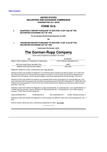 Vorschaubild Gorman-Rupp 10-Q Quartalsbericht  