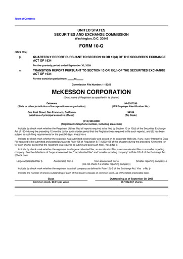 Miniature McKesson 10-Q Rapport trimestriel  