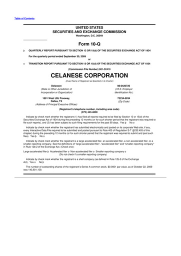 Thumbnail Celanese 10-Q Quarterly Report FY 