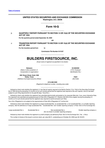Miniature Builders FirstSource
 10-Q Rapport trimestriel  