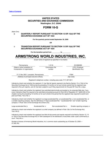 Vorschaubild Armstrong World Industries
 10-Q Quartalsbericht  