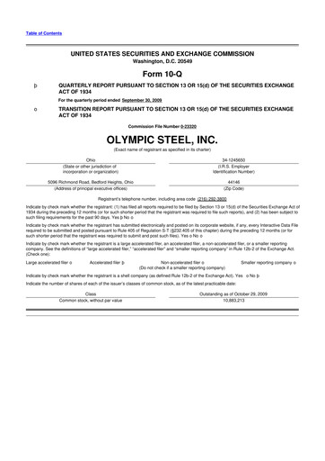 Thumbnail Olympic Steel
 10-Q Quarterly Report FY 
