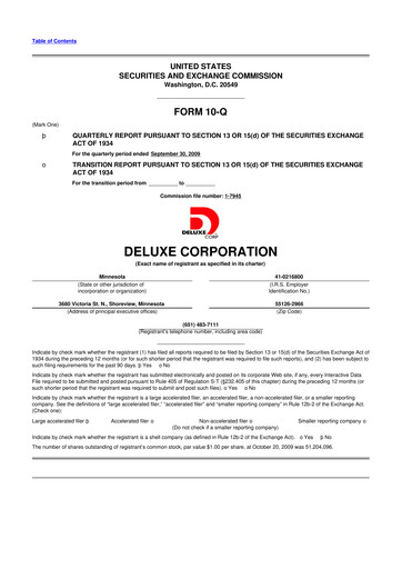 Thumbnail Deluxe Corporation 10-Q Quarterly Report FY 