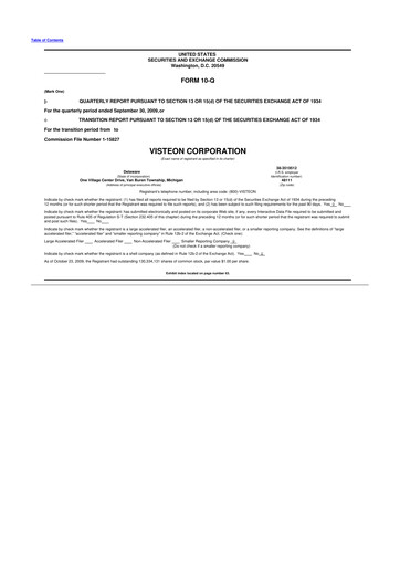 Thumbnail Visteon 10-Q Quarterly Report FY 