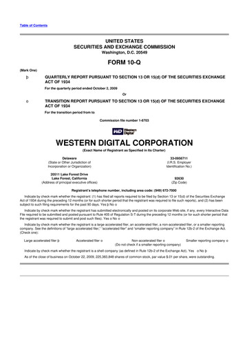Thumbnail Western Digital 10-Q Quarterly Report FY 