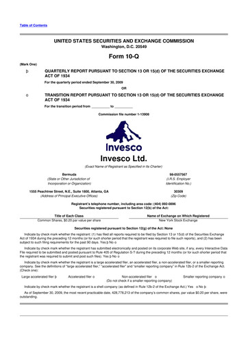 Miniature Invesco
 10-Q Rapport trimestriel  