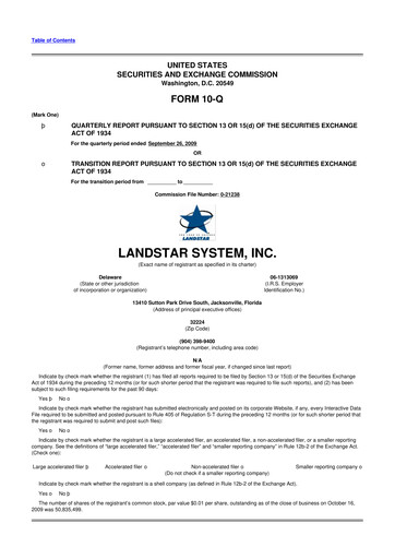 Thumbnail Landstar System
 10-Q Quarterly Report FY 