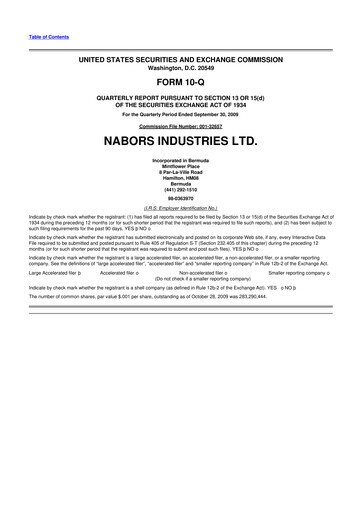 Miniature Nabors Industries
 10-Q Rapport trimestriel  