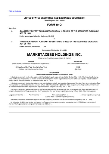 Thumbnail MarketAxess
 10-Q Quarterly Report FY 