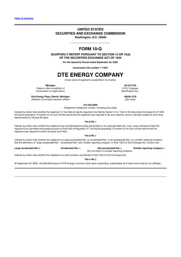 Thumbnail DTE Energy
 10-Q Quarterly Report FY 