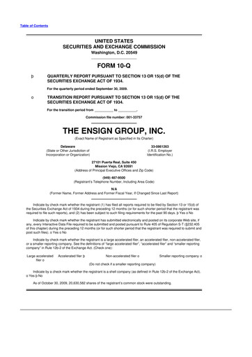 Thumbnail The Ensign Group 10-Q Quarterly Report FY 