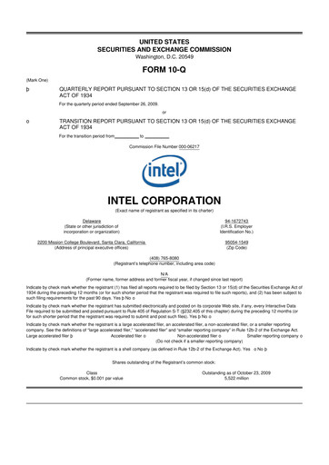 Vorschaubild Intel 10-Q Quartalsbericht  