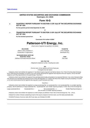 Thumbnail Patterson-UTI Energy 10-Q Quarterly Report FY 