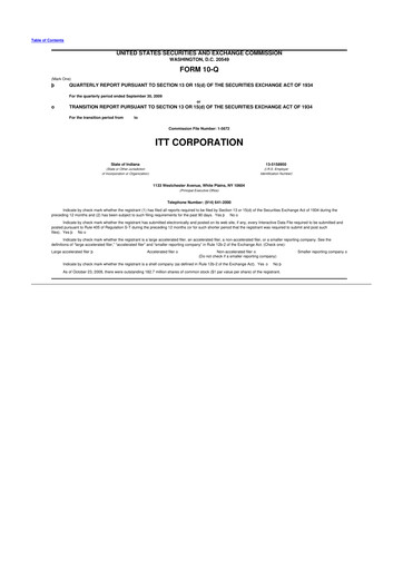 Thumbnail ITT 10-Q Quarterly Report FY 