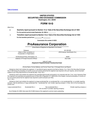 Thumbnail ProAssurance 10-Q Quarterly Report FY 