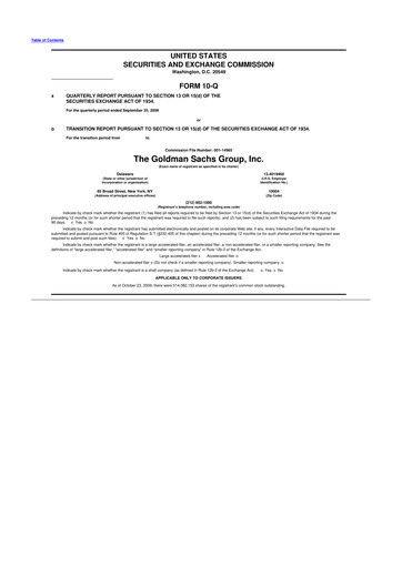 Vorschaubild Goldman Sachs 10-Q Quartalsbericht  