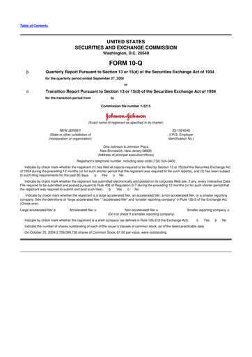 Thumbnail Johnson & Johnson 10-Q Quarterly Report FY 