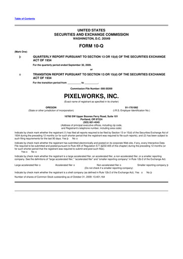 Miniature Pixelworks 10-Q Rapport trimestriel  