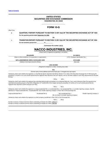 Thumbnail NACCO Industries
 10-Q Quarterly Report FY 