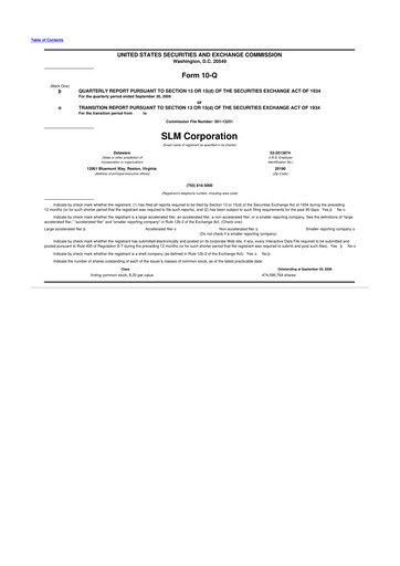 Thumbnail SLM Corporation (Sallie Mae) 10-Q Quarterly Report FY 