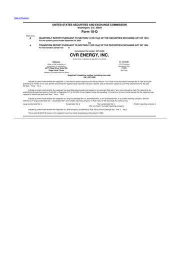 Thumbnail CVR Energy 10-Q Quarterly Report FY 