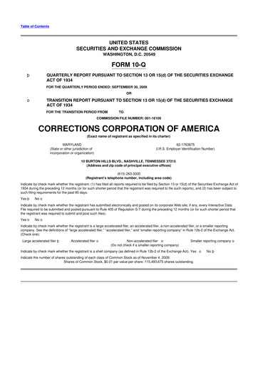 Thumbnail CoreCivic 10-Q Quarterly Report FY 