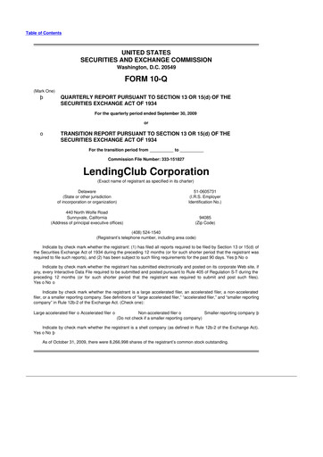 Thumbnail LendingClub
 10-Q Quarterly Report FY 