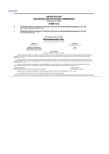 Thumbnail Hanesbrands
 10-Q Quarterly Report FY 