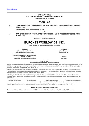 Thumbnail Euronet Worldwide
 10-Q Quarterly Report FY 