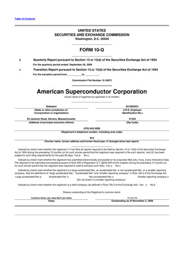 Vorschaubild American Superconductor Corporation 10-Q Quartalsbericht  