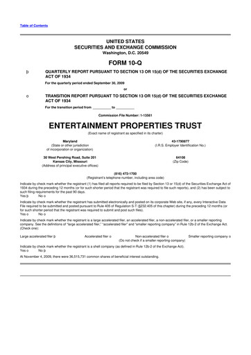 Thumbnail EPR Properties
 10-Q Quarterly Report FY 