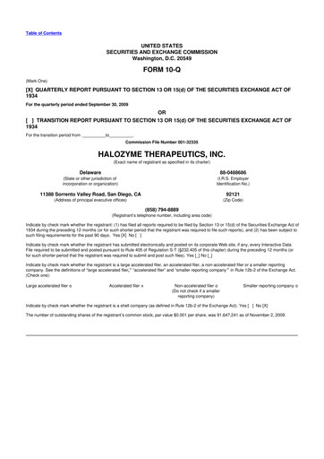 Thumbnail Halozyme Therapeutics 10-Q Quarterly Report FY 