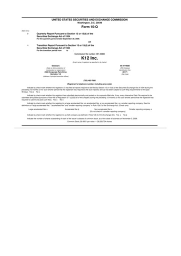 Thumbnail Stride (K12 Education)
 10-Q Quarterly Report FY 