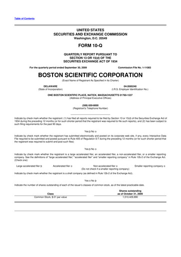 Thumbnail Boston Scientific 10-Q Quarterly Report FY 