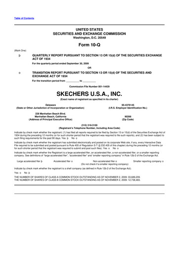 Thumbnail Skechers
 10-Q Quarterly Report FY 