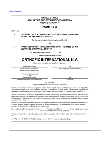 Thumbnail Orthofix Medical
 10-Q Quarterly Report FY 