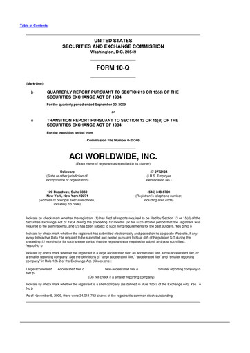 Thumbnail ACI Worldwide
 10-Q Quarterly Report FY 