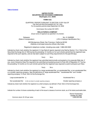 Vorschaubild Wells Fargo 10-Q Quartalsbericht  