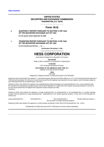 Vorschaubild Hess 10-Q Quartalsbericht  
