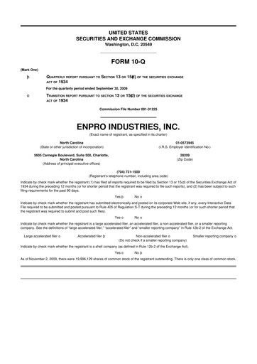 Thumbnail EnPro Industries
 10-Q Quarterly Report FY 