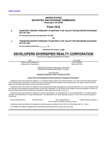 Thumbnail SITE Centers
 10-Q Quarterly Report FY 