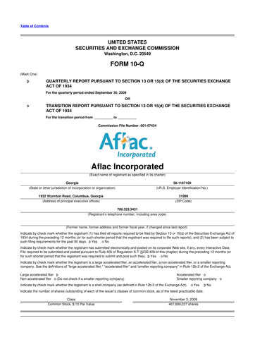 Vorschaubild Aflac 10-Q Quartalsbericht  