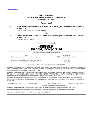 Thumbnail Diebold Nixdorf
 10-Q Quarterly Report FY 