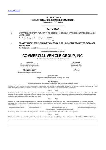 Vorschaubild Commercial Vehicle Group (CVG) 10-Q Quartalsbericht  