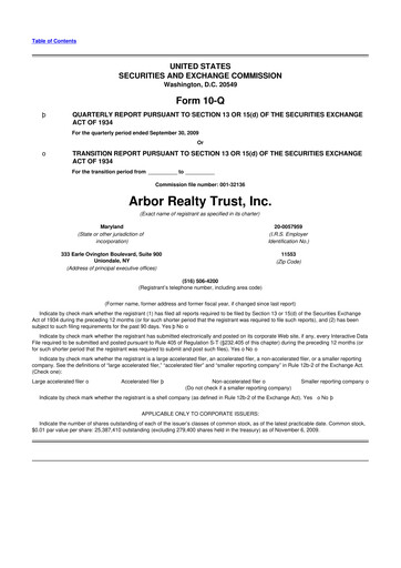Vorschaubild Arbor Realty Trust
 10-Q Quartalsbericht  