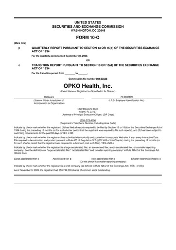 Thumbnail OPKO Health
 10-Q Quarterly Report FY 